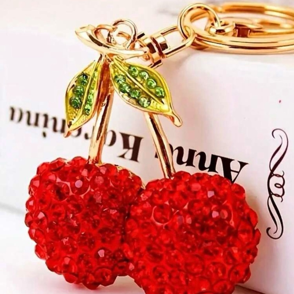 Elegant Red Cherry Bag Charm / Keychain